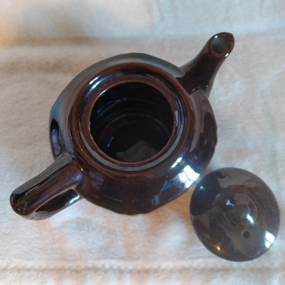 VINTAGE OCCUPIED JAPAN "REDWARE" Glazed Small Brown Ceramic Teapot/Lid - Picture 3 of 7